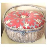 Sewing Basket w/ Assorted Contents