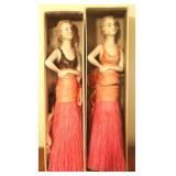Pair antique ceramic doll brushes