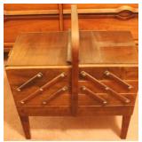 Vintage expandable sewing chest & contents