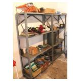 Metal shelf w/ assorted contents