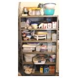 Metal shelf w/ assorted contents