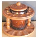 Vintage glass humidor & pipe stand