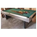 Vintage pool table with accessories