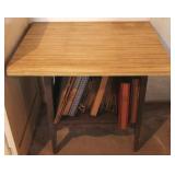 Vintage table w/ books & records