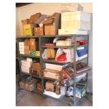 Metal shelf w/ assorted contents