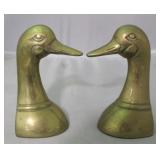 Pair brass duck head bookends