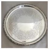 International Silver Co round silver plate platter