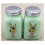 Jadeite Bunny Bread Salt and Pepper Shakers