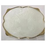 Milk glass fruit bowl w/ gold trim