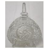 Covered pressed glass candy dish