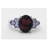 4.28ct Garnet & 2/3ct Tanzanite 18k gold plated