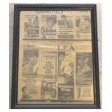 Framed newspaper clipping