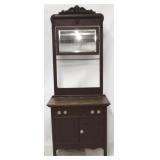 Vintage oak washstand w/ towel bar & mirror