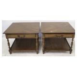 Century Pair of One Drawer End Tables
