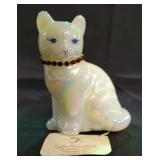 Fenton opalescent cat figurine