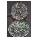 2 pressed glass serving dishes