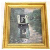 Monet Reproduction on Board, signed
