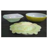 3 pieces milk glass