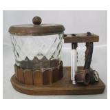 Tobacco pipe holder w/ humidor & 2 pipes