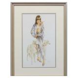 Pin Up With 2 Dogs by Alberto Vargas