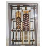 Arts & Craft Style Stained Glass Panel, signed