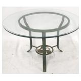 Glass top round metal table