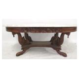 Rose Carved Victorian Marble Top Coffee Table