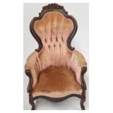 Victorian Rose Carved Tufted Back Chair
