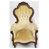 Victorian Rose Carved Tufted Back Chair