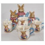 15 Piece Battat rabbit tea set