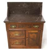 Victorian walnut marble top & back washstand