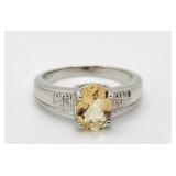 1.06ct Citrine & Genuine Diamond Sterling Silver