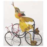 Metal duck on trike planter
