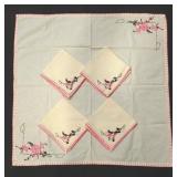 Vintage needlepoint 26 x 26 tablecloth w/4 napkins