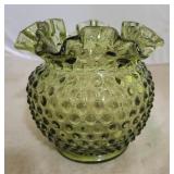 Fenton green hobnail vase