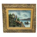 Vintage reverse painting on glass