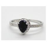 1ct Sapphire & Diamond Sterling Silver Ring