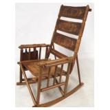Tooled leather & wood rocking chair