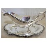 Wallace silver plate gravy bowl & liner