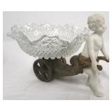 Cherub figurine with glass bowl