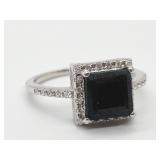 2.25ct Emerald & 1/4ct Sapphire Sterling Silver