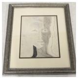 Framed pencil sketch