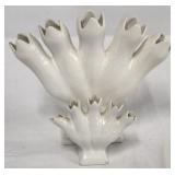 Pair pottery finger fan vases