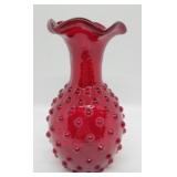 Red hobnail vase