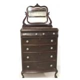 Vintage tall chest on claw feet with mirror