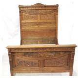 Victorian Walnut carved high back bed