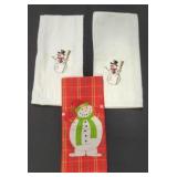 3 Embroidered snowman hand towels