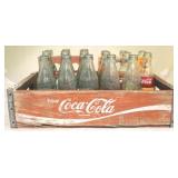Wood Coca-Cola crate w/ bottles