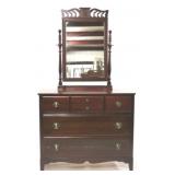 Mahogany splay leg dresser with mirror