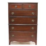 Mahogany splay leg chest on chest